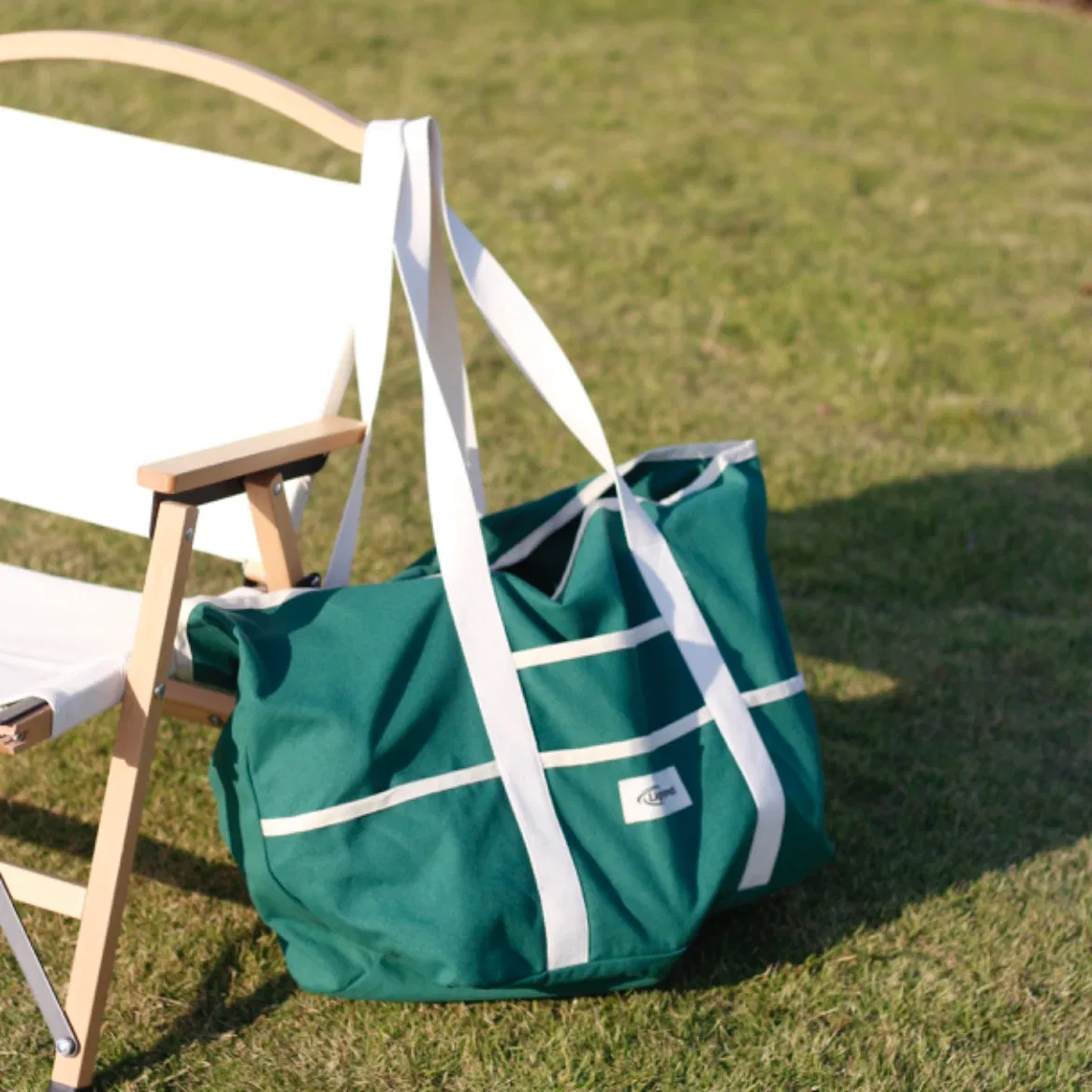 Bolsa de playa y camping de gran capacidad de lona verde oscuro para minoristas