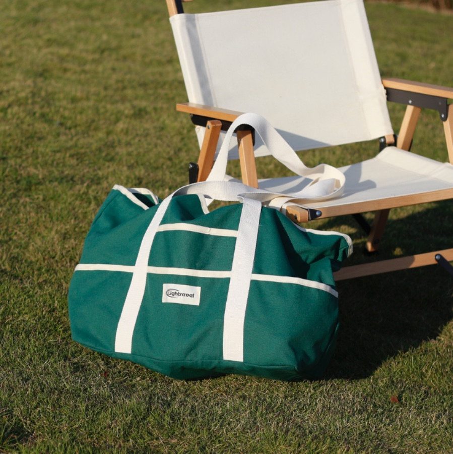 Bolsa de playa y camping de gran capacidad de lona verde oscuro para minoristas