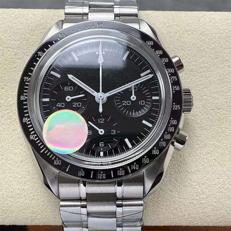 Reloj Profesional Super Serie de Acero Lunar con Luminiscencia y Cronometraje Impermeable 42mm Caja de Acero Inoxidable