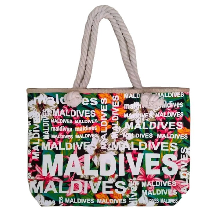 Impresión de logotipo personalizado en lienzo, tropical, caribeño, Islas Vírgenes, San Martín, Santa Lucía, bolsa de playa souvenir