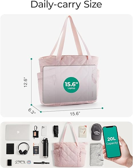 Bolso Tote para Mujeres, Bolsa de Trabajo Puffer con Cremallera, Esenciales de Viaje, Bolsa de Viaje Acolchada