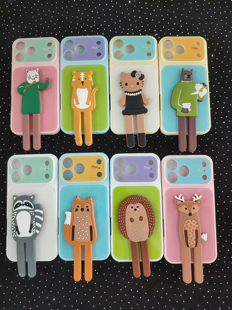 Fábrica personalizada linda funda de teléfono de oso búho koala león gato 3D de dibujos animados con patas largas para iPhone 18 PRO Max