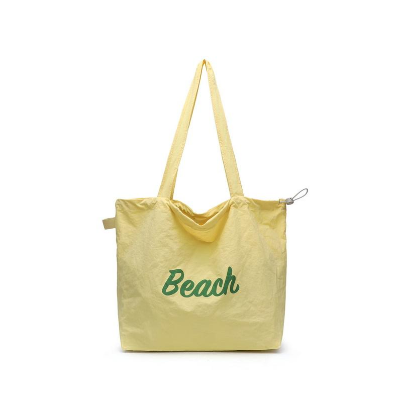 Bolsa de compras personalizada para damas, bolsa de playa ligera de nylon con cordón para mujeres, verano