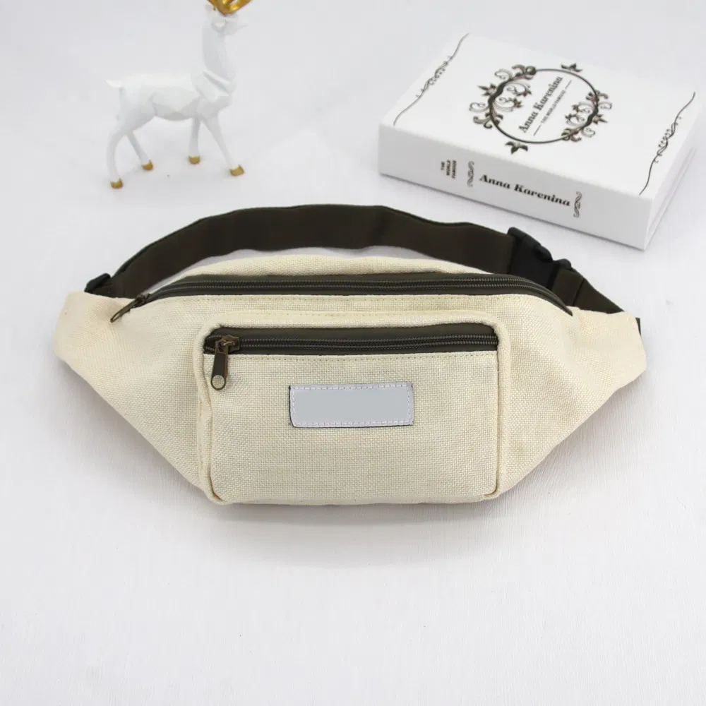 Promoción de Fanny Pack al por mayor, bolsa de cintura deportiva de yute impermeable, bolso cruzado personalizado