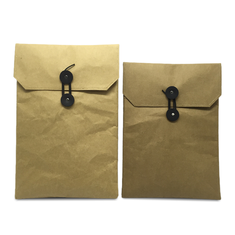 Bolsas de funda para laptop de papel kraft prelavado y lavable, personalizadas con logo y tamaño, de alta calidad y respetuosas con el medio ambiente