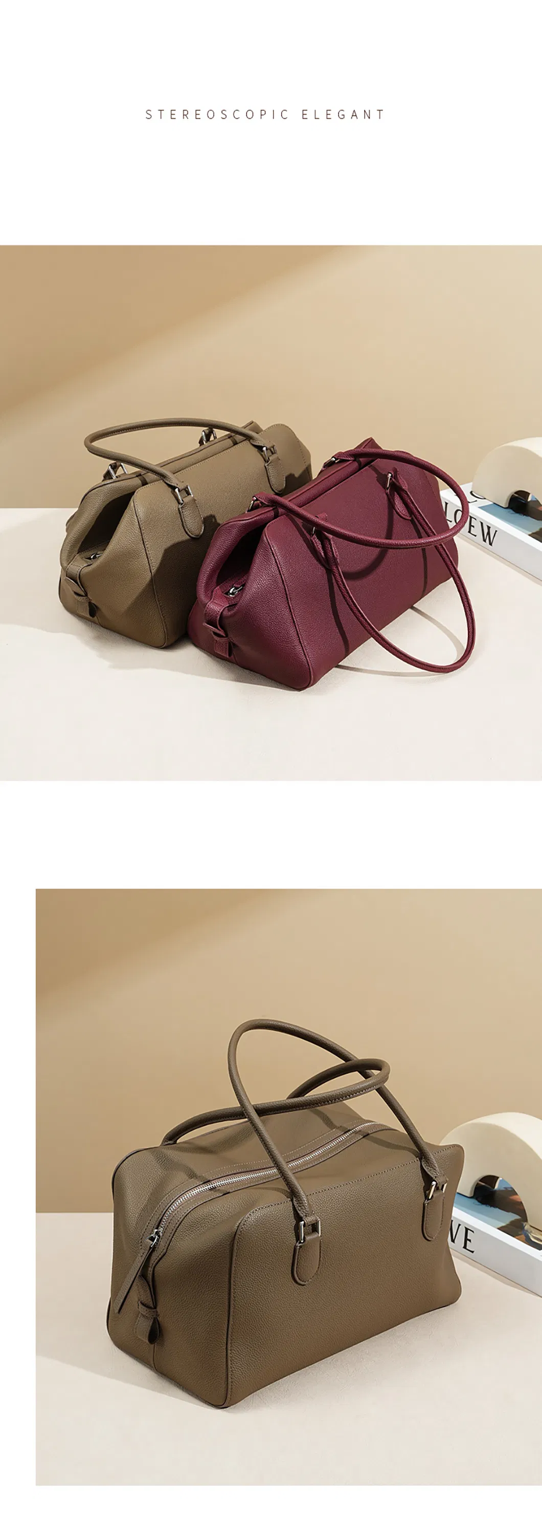 Bolso Baguette Avanzado de Moda de Cuero Genuino para Damas Bolso de Axila