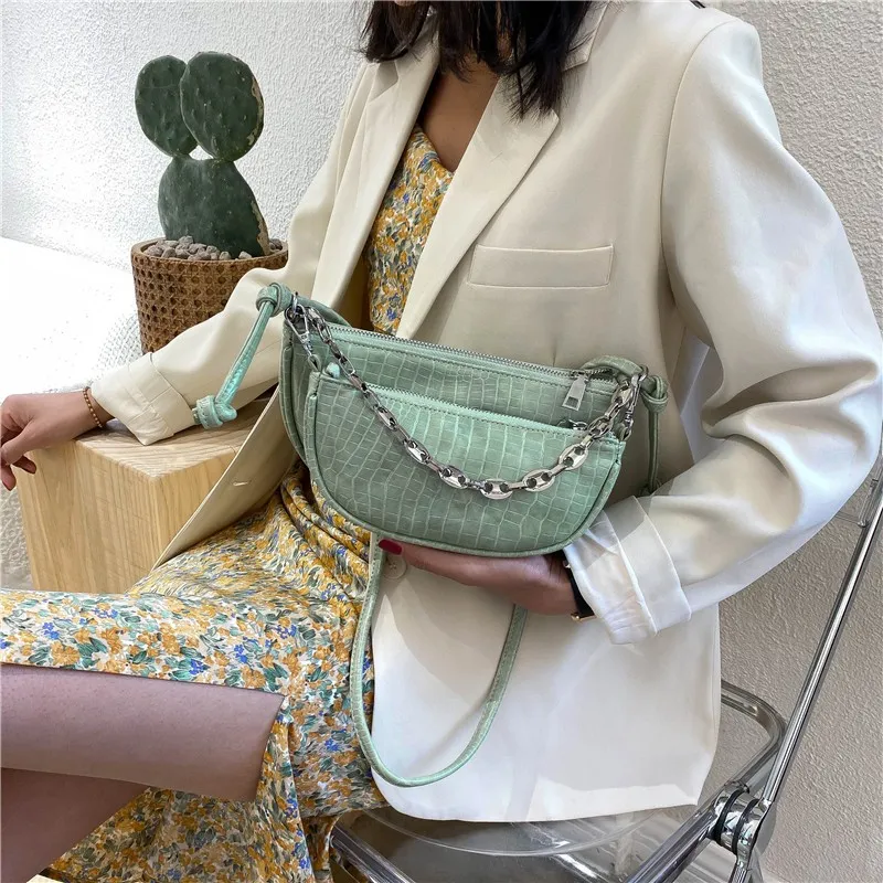 Bolso cruzado retro de un hombro tipo baguette para el sobaco