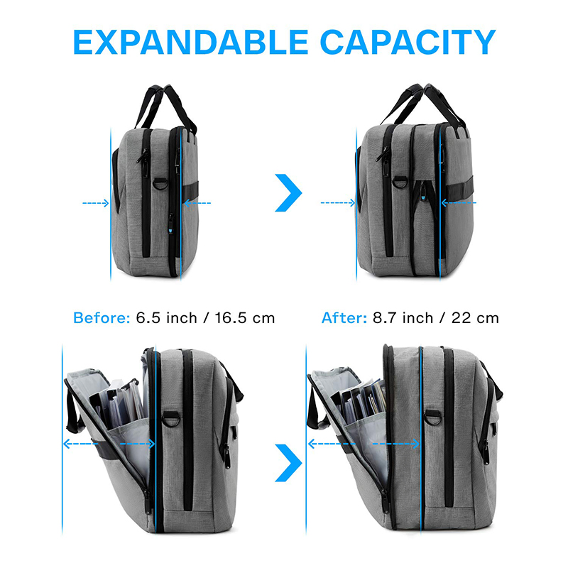 Bolsa de portátil expandible, maletín para computadora, bolsa de hombro para hombres y mujeres