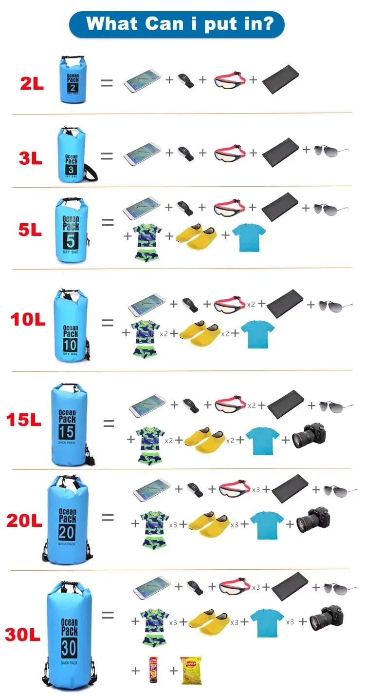 Bolsa seca impermeable de diseño de barril flotante para nadar al aire libre, estilo de moda, con un solo y doble hombro