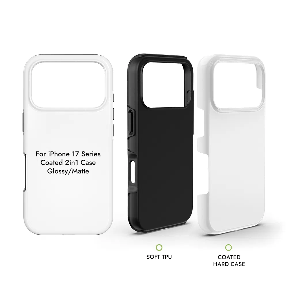 Funda 2-in-1 de Sublimación 3D Recubierta para iPhone 17 Serie Cubierta de Teléfono Móvil en Mate y Brillante en Blanco