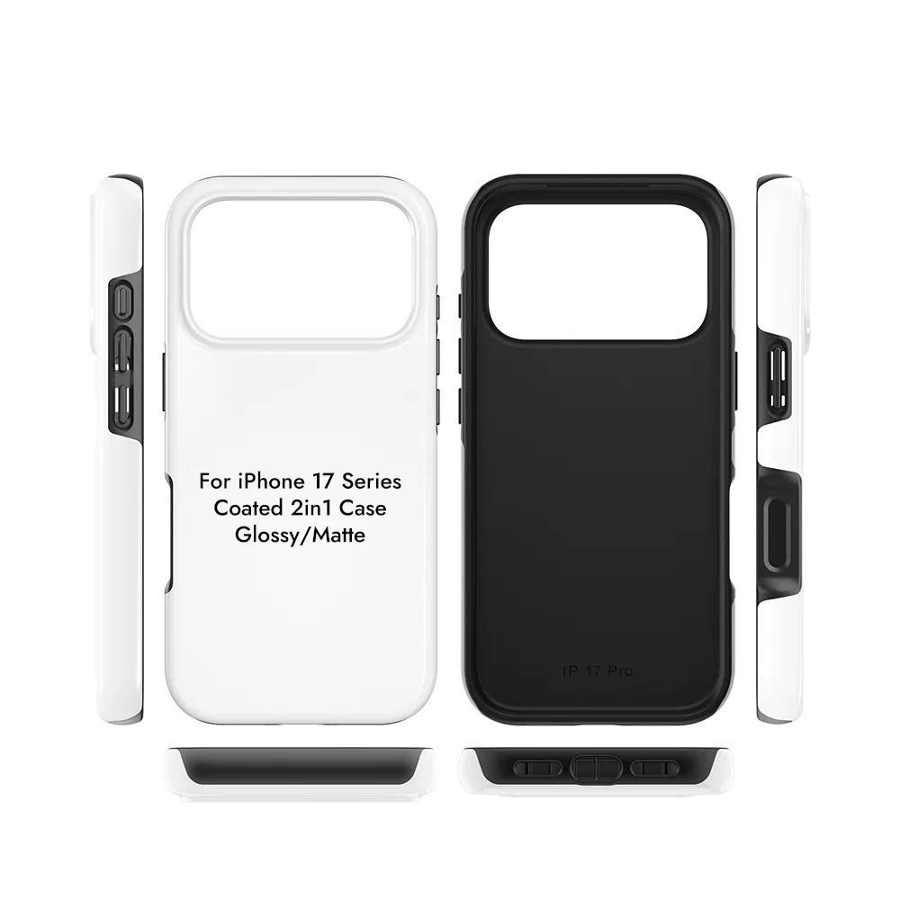 Funda 2-in-1 de Sublimación 3D Recubierta para iPhone 17 Serie Cubierta de Teléfono Móvil en Mate y Brillante en Blanco