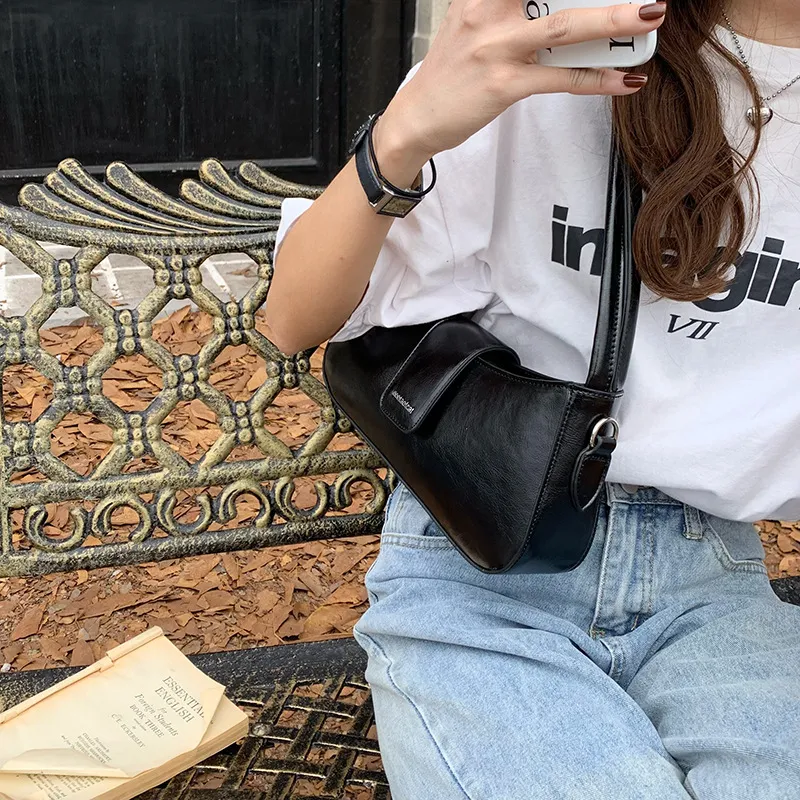 Bolsa de mano clásica tipo baguette portátil y casual para chicas y mujeres