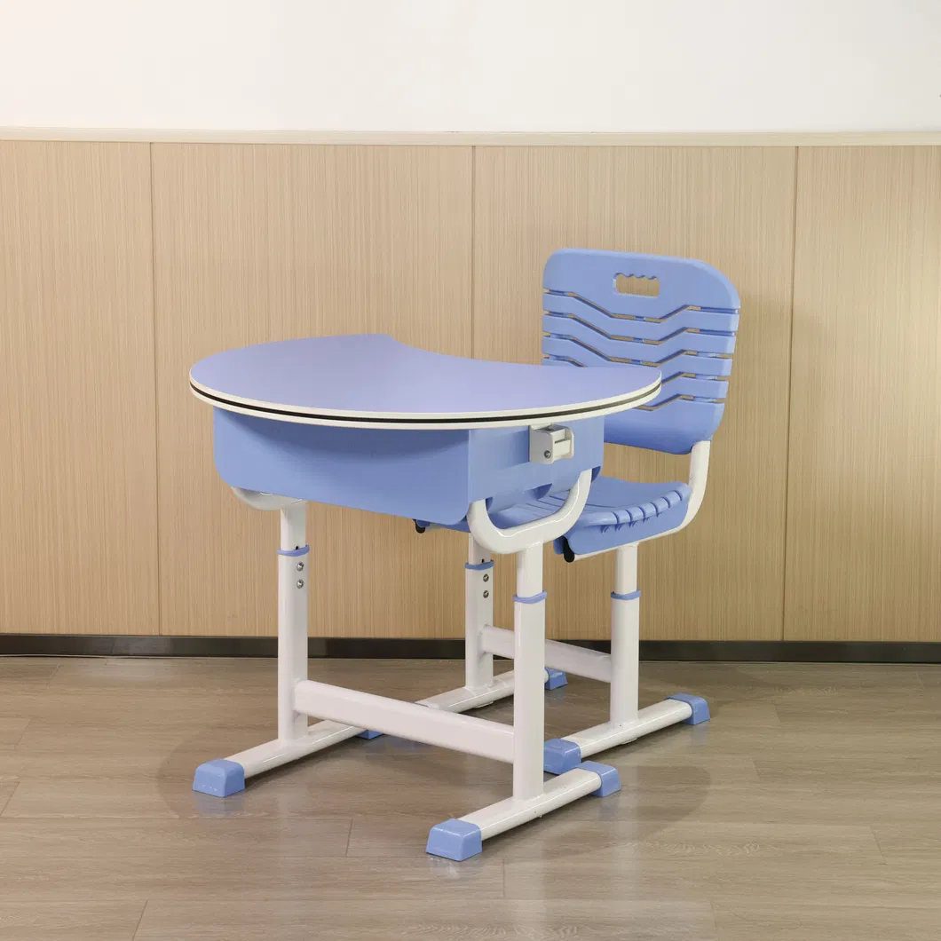 Conjunto de estudio lunar moderno - Escritorio de madera curvada + Asiento de plástico PP antideslizante