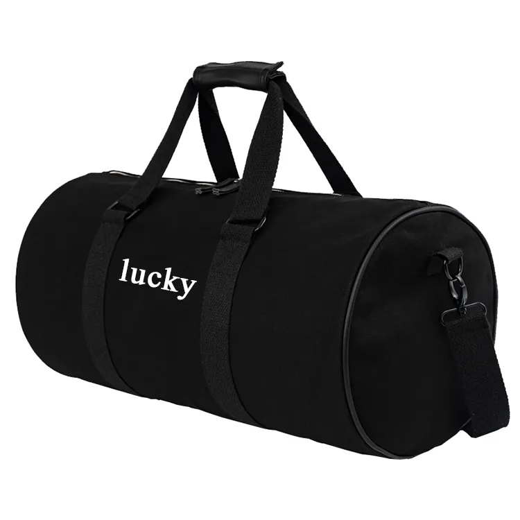 Bolsa de viaje de lona de gimnasio de cilindro de barril unisex de alta calidad y duradera, bolsa de fin de semana para mujeres