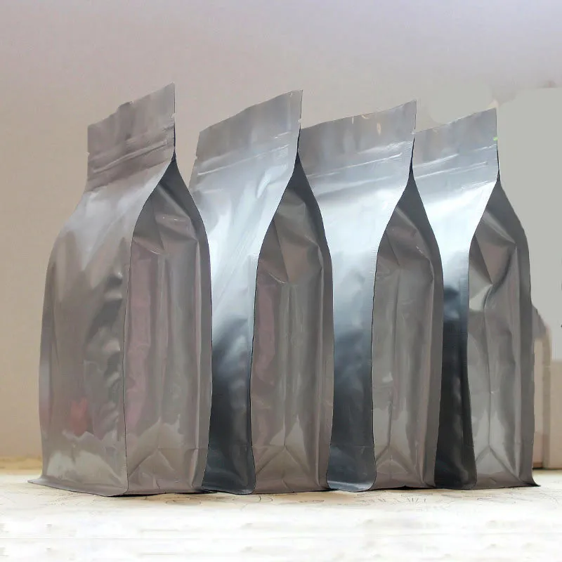 Bolsa de comida con cierre de aluminio, bolsa de café, empaquetado de comida, sellado de ocho lados, bolsa de bocadillos en acordeón