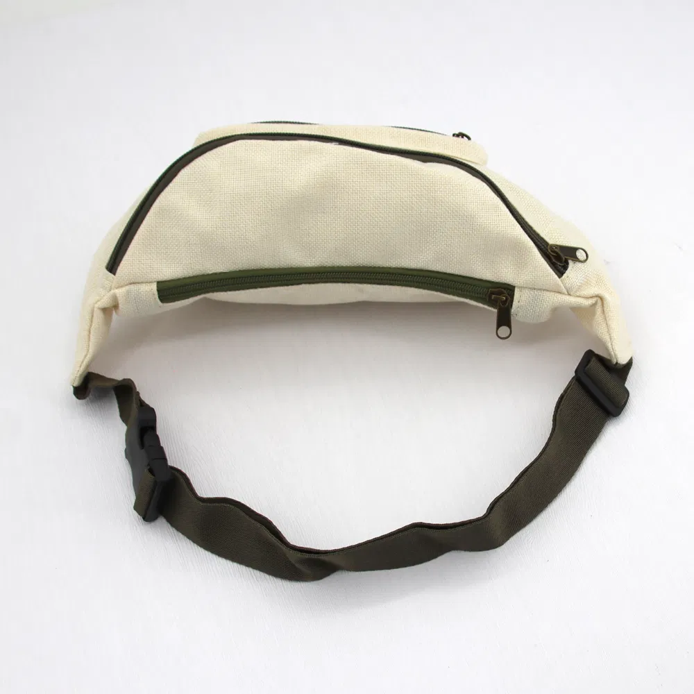 Promoción de Fanny Pack al por mayor, bolsa de cintura deportiva de yute impermeable, bolso cruzado personalizado