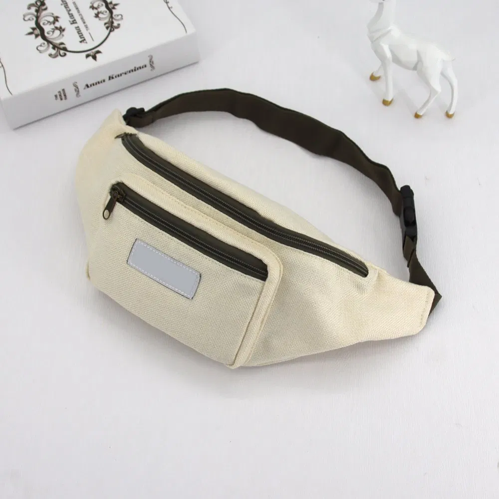 Promoción de Fanny Pack al por mayor, bolsa de cintura deportiva de yute impermeable, bolso cruzado personalizado