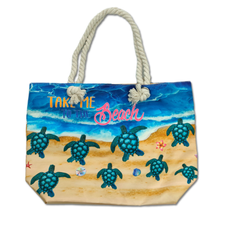 Bolsa de playa personalizada con logo, souvenir turístico, bolsa de mano de tortuga, Cancún, Cozumel, México