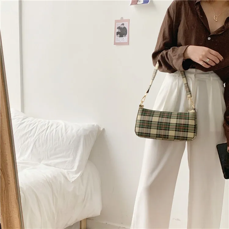 Bolso de lona retro de cuadros 2
