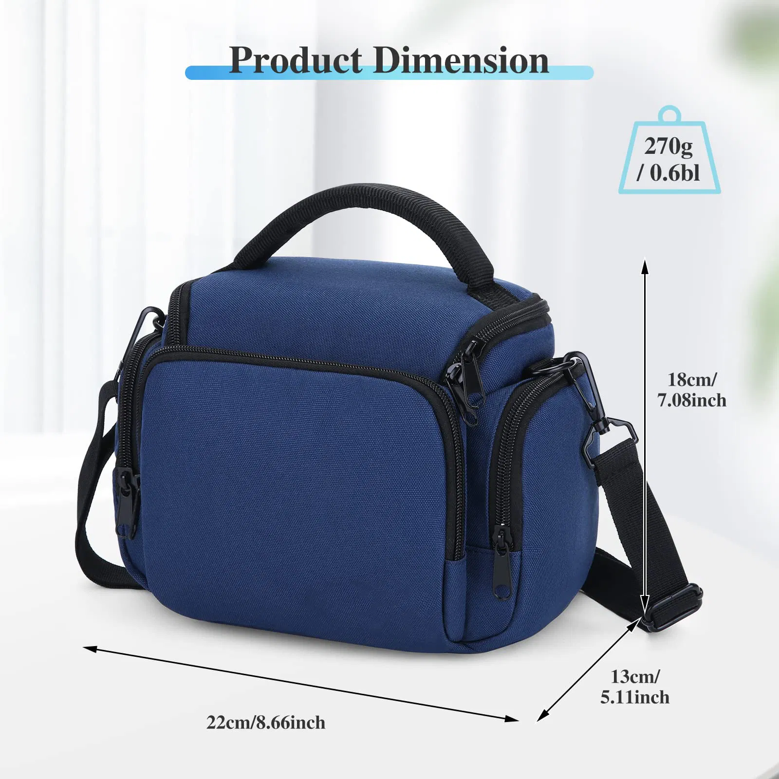 Funda de cámara pequeña de nylon, bolsa compacta para cámara con hombro