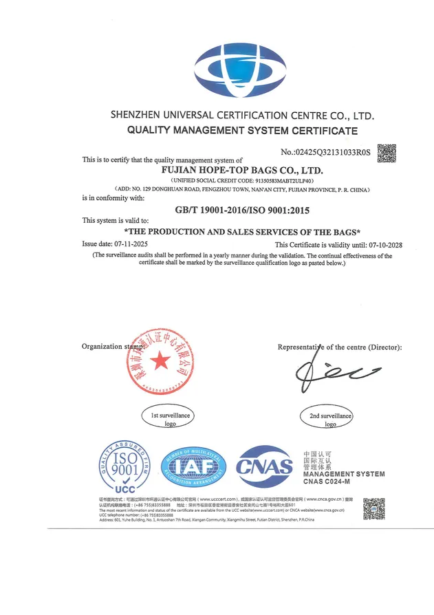 Certificación de calidad de mochilas
