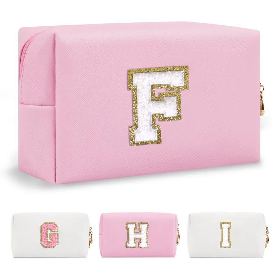 Pouch de cosméticos inicial personalizado para viajes, bolsa de maquillaje para mujeres y niñas