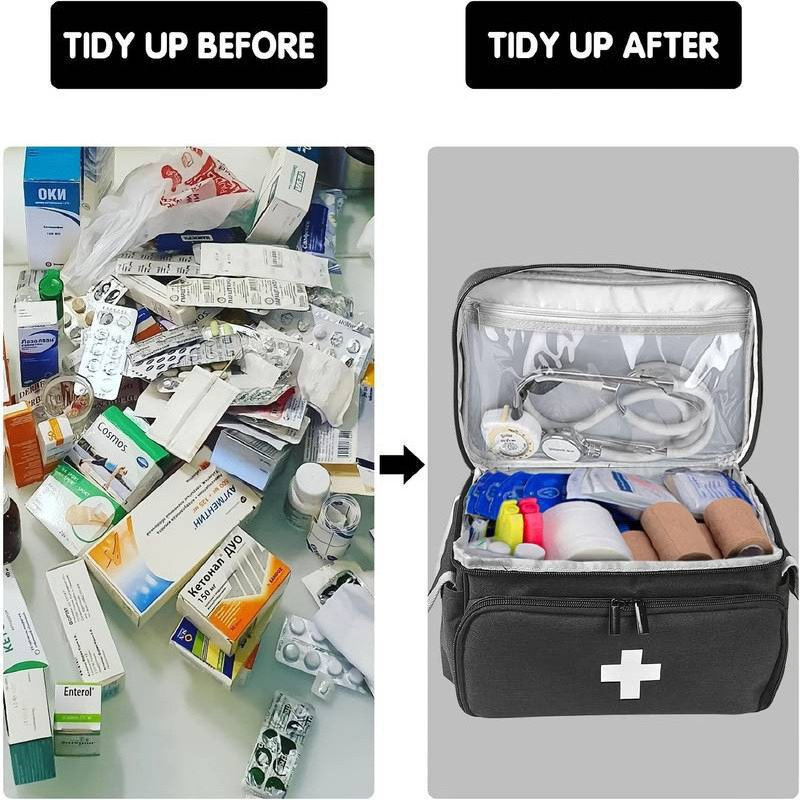 Bolsa Médica, Bolsa de Primeros Auxilios Vacía, Bolsa para Enfermera de Salud en el Hogar con Divisor Desmontable, Tote para Almacenamiento de Suministros Médicos para Estudiante de Enfermería, Terapeuta, Médicos