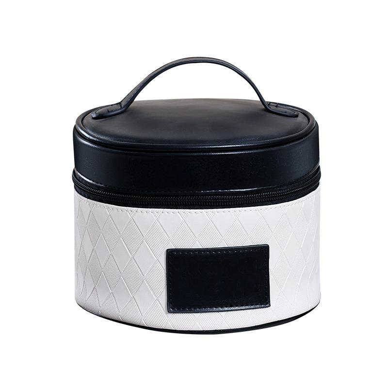 Bolsa de Maquillaje de Belleza Cilíndrica para Dama, Forma de Barril, Bolsa de Cosméticos de PU para Viaje y Aseo