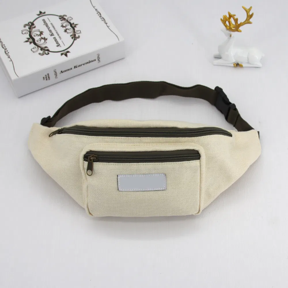 Promoción de Fanny Pack al por mayor, bolsa de cintura deportiva de yute impermeable, bolso cruzado personalizado
