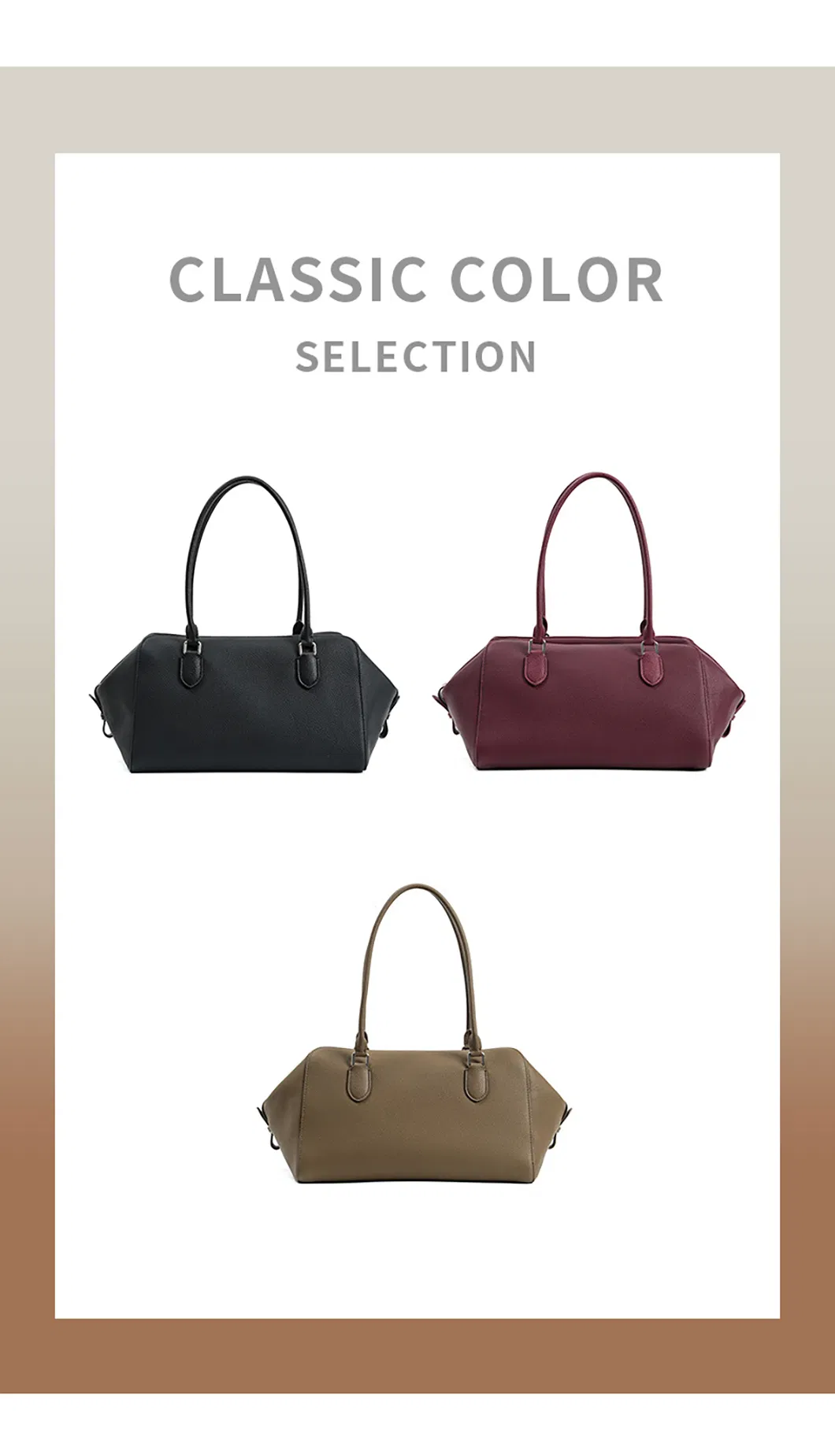 Bolso Baguette Avanzado de Moda de Cuero Genuino para Damas Bolso de Axila