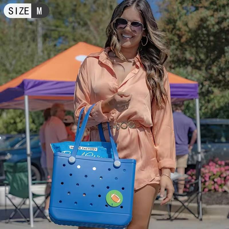 Bolsa de playa de goma impermeable personalizada y popular para el verano, de gran tamaño, con agujeros