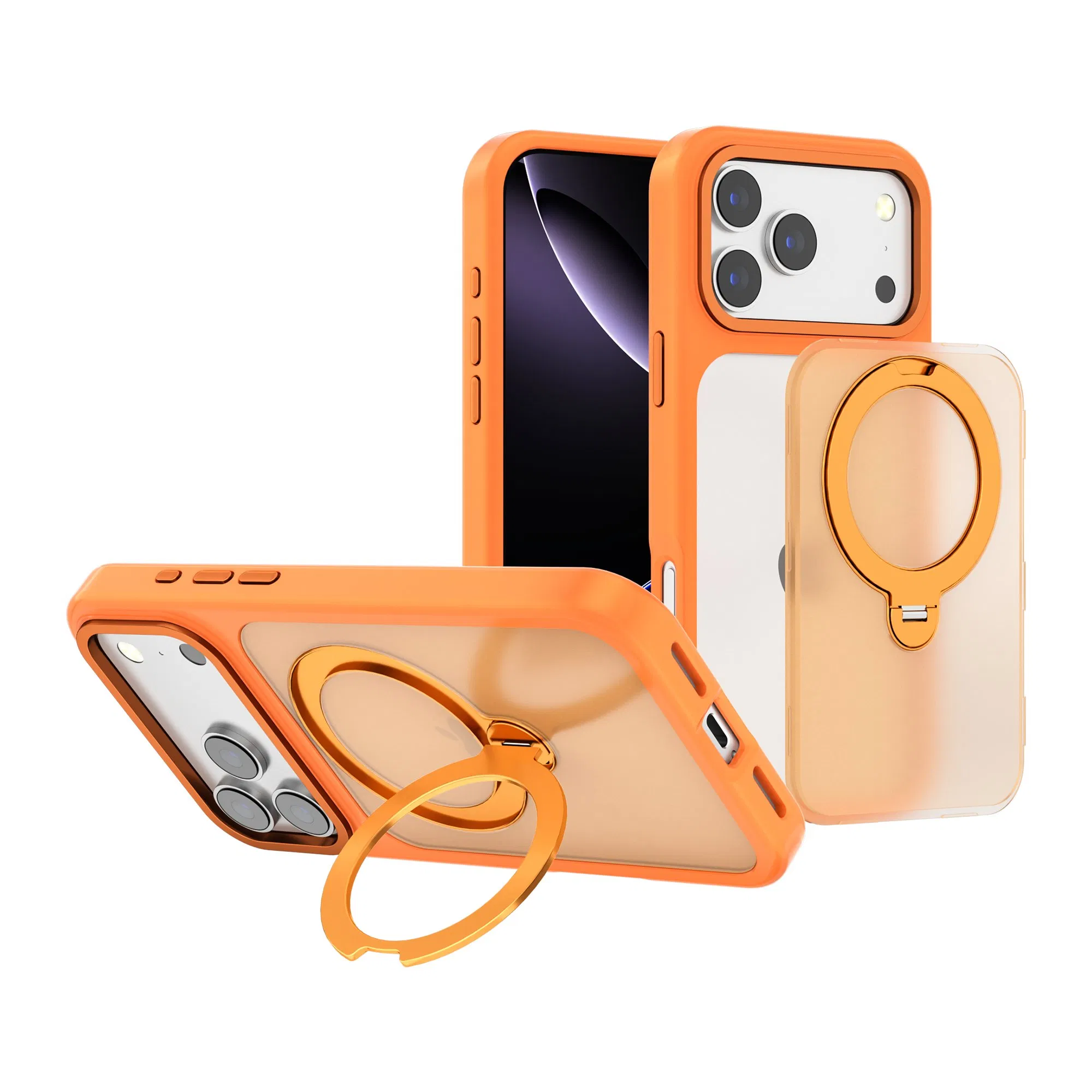 Funda protectora de parachoques mate clara de TPU magnético con soporte, protección inteligente, color, armadura impresa, brillo y soporte para tarjetas para teléfono móvil