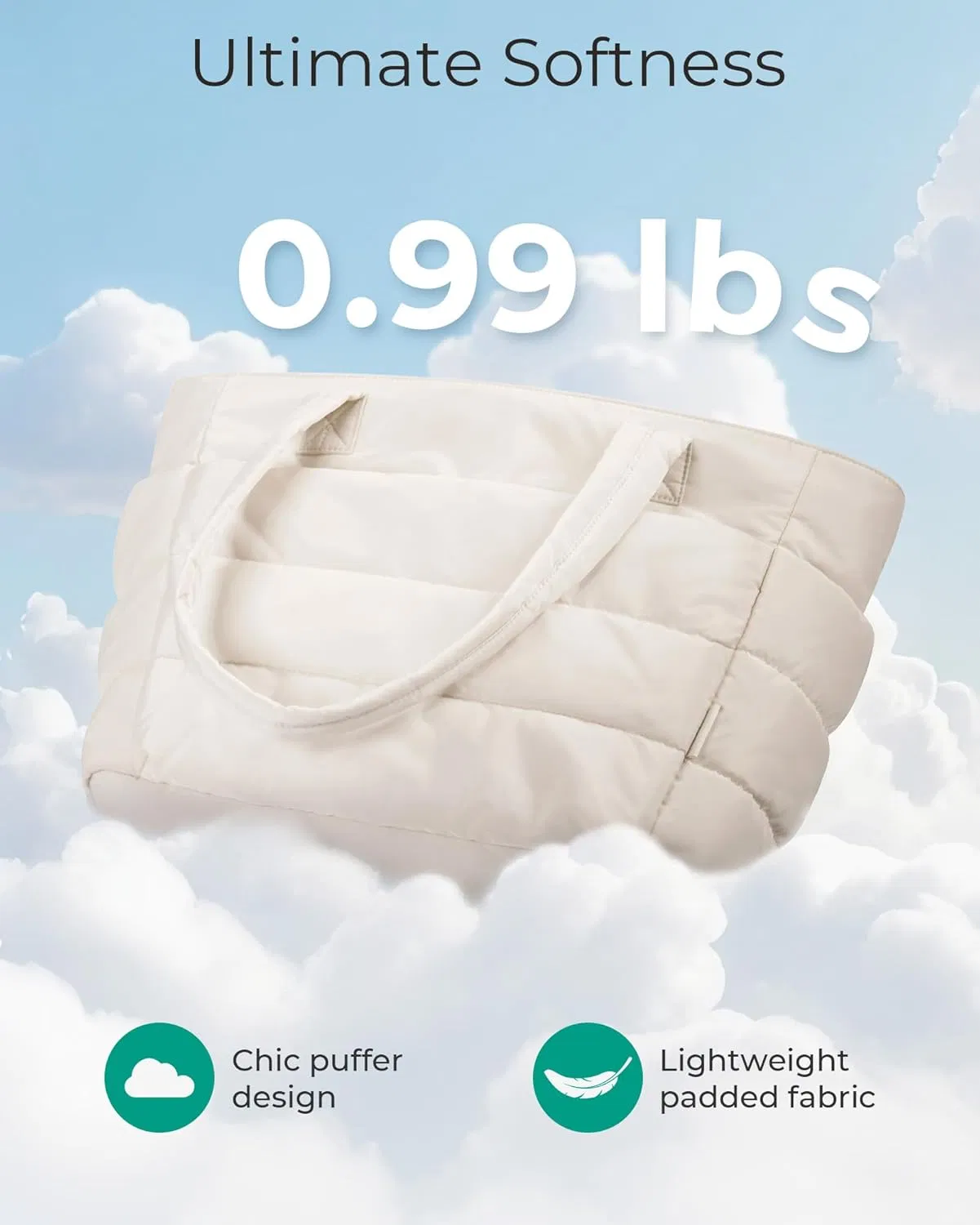 Bolso Tote Bagsmart para Mujeres, Bolso Tote Ligero con Compartimentos, Bolso de Hombro Acolchado para Viajes, Trabajo