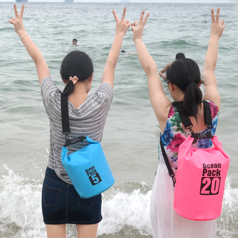 Bolsa seca impermeable de diseño de barril flotante para nadar al aire libre, estilo de moda, con un solo y doble hombro