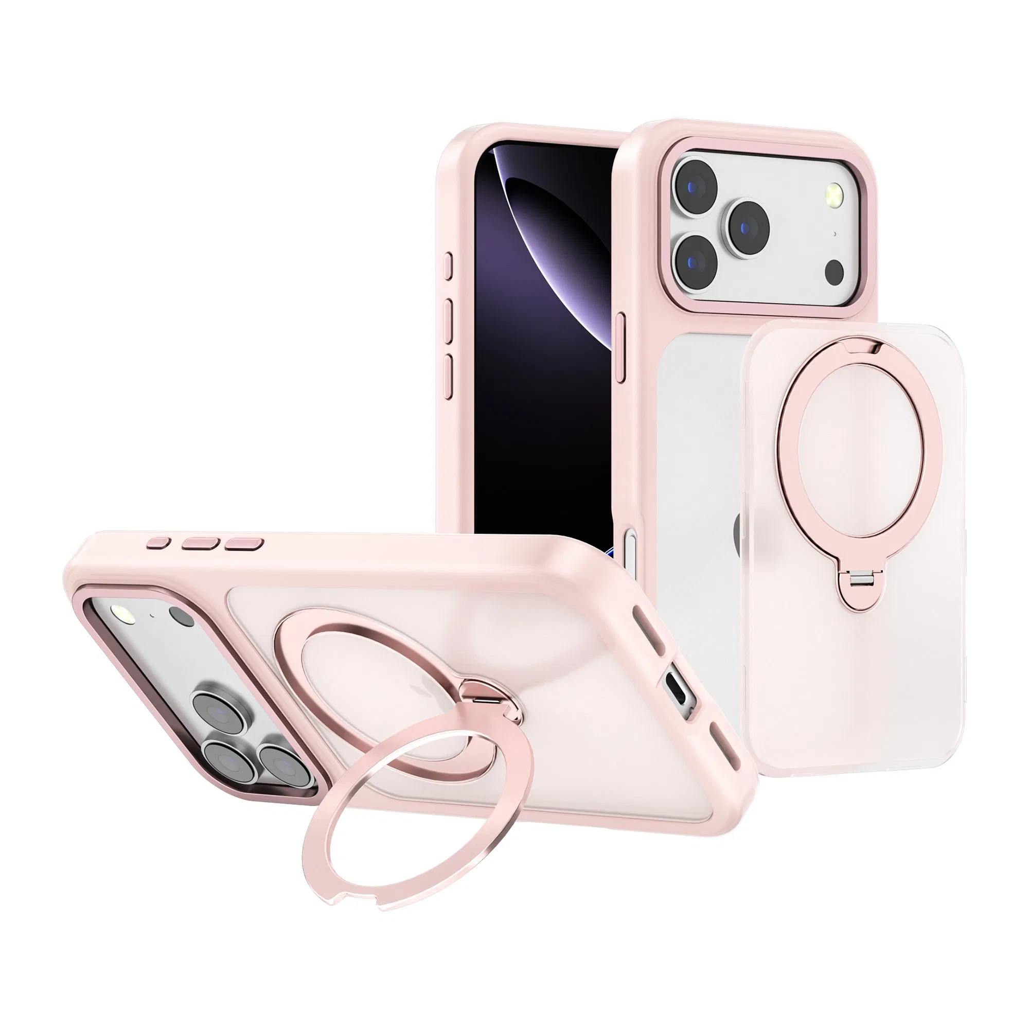 Funda protectora de parachoques mate clara de TPU magnético con soporte, protección inteligente, color, armadura impresa, brillo y soporte para tarjetas para teléfono móvil