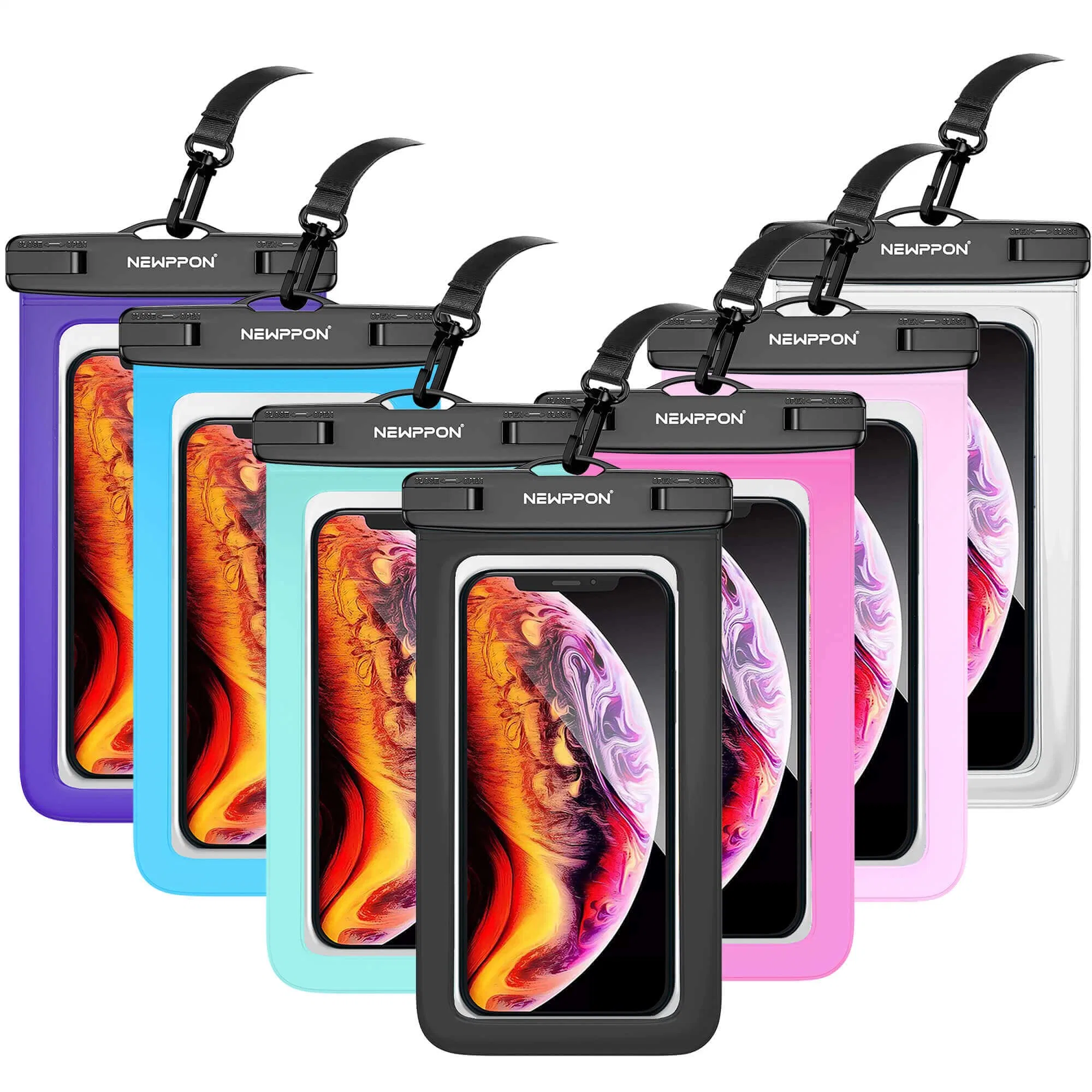 Funda para teléfono celular impermeable: bolsa seca impermeable con cordón para el cuello - soporte claro para celular bajo el agua, gran protector para iPhone y Samsung