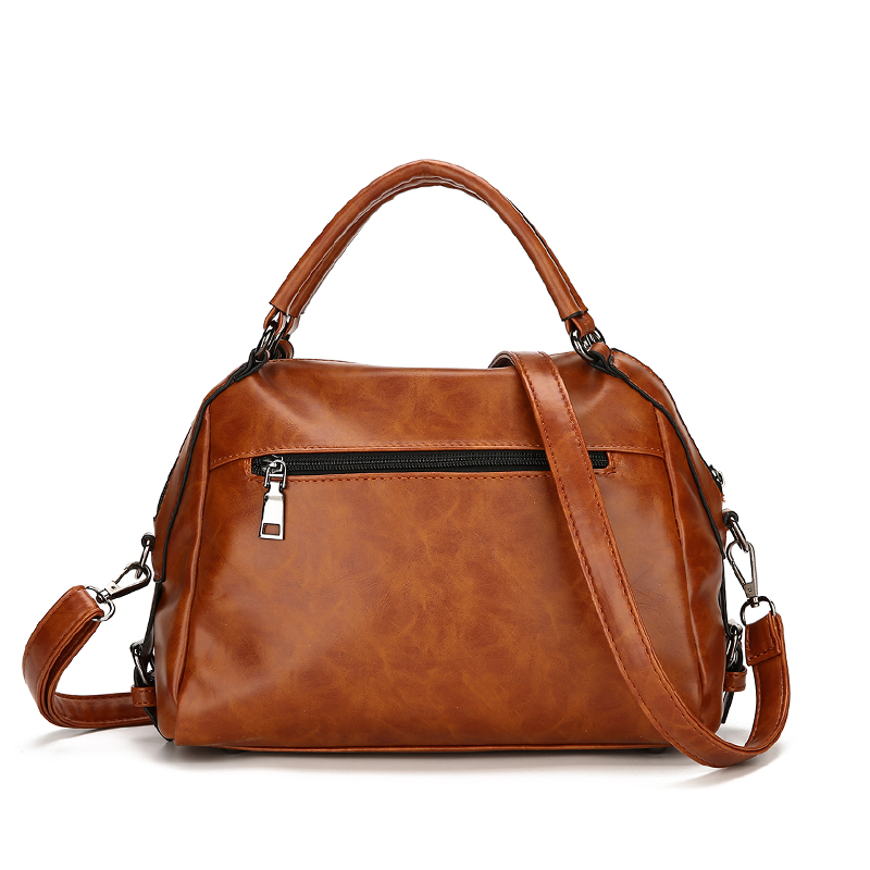 Nueva bolsa de médico de piel de aceite retro para mujeres; bolso grande S