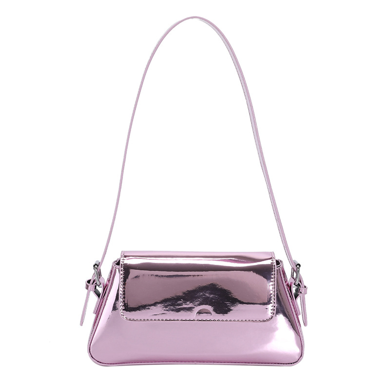 Bolso baguette de mujer de charol elegante, textura brillante, bolso de hombro y axila