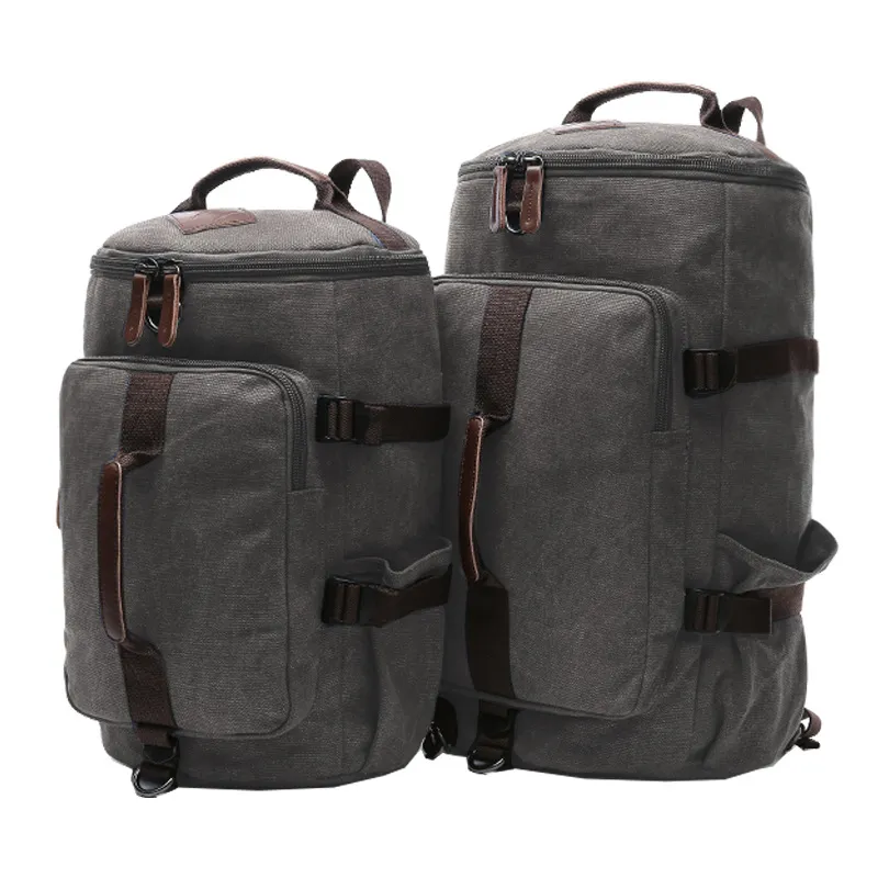 Mochila de lona tipo barril casual de moda para computadora portátil, mochila para escuela y universidad
