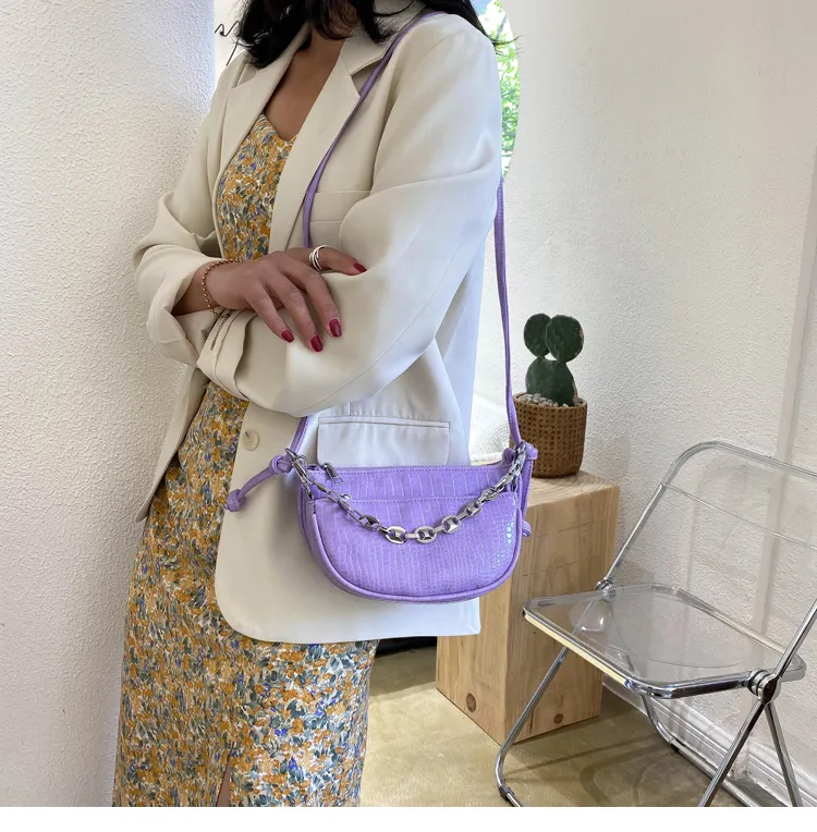 Bolso cruzado retro de un hombro tipo baguette para el sobaco