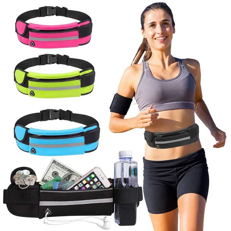 Cinturón de correr impermeable de neopreno barato con soporte para botella plegable