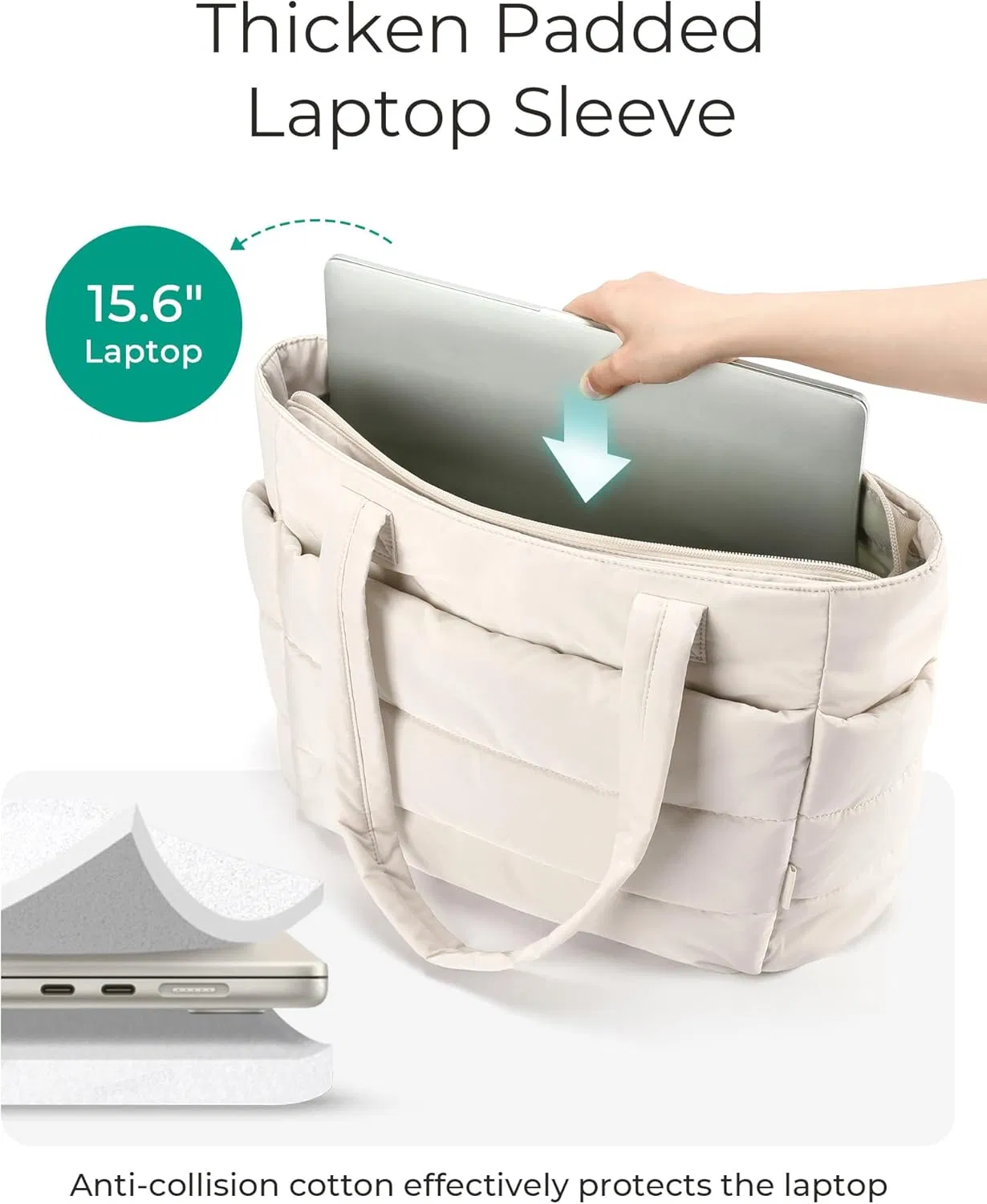 Bolso Tote Bagsmart para Mujeres, Bolso Tote Ligero con Compartimentos, Bolso de Hombro Acolchado para Viajes, Trabajo