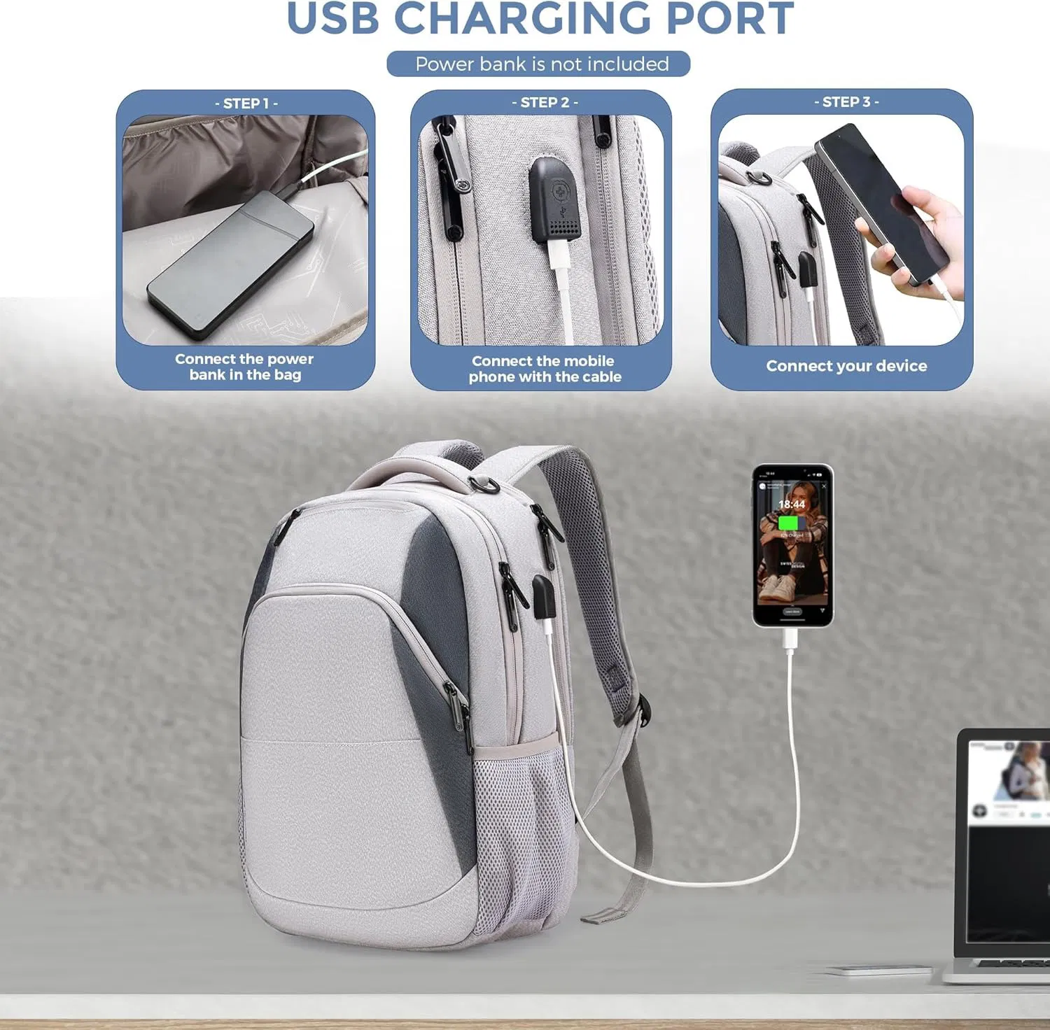 Bolsa de Negocios para Laptop Oxford Personalizada con Logo Bordado 2026 Unisex de Moda y Portátil con Carga USB