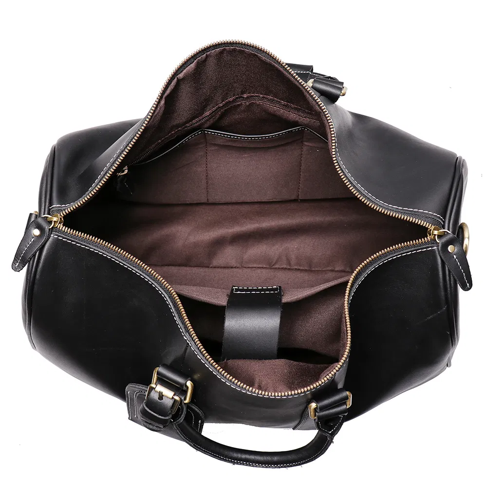 Bolso de viaje vintage para hombres, bolso de gimnasio de cuero genuino, bolsa de gran capacidad, bolso de fin de semana