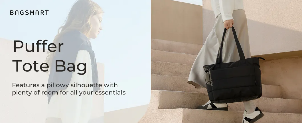 Bolso Tote Bagsmart para Mujeres, Bolso Tote Ligero con Compartimentos, Bolso de Hombro Acolchado para Viajes, Trabajo