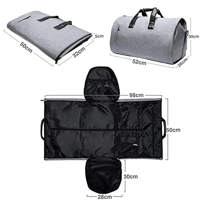 Bolsa de traje plegable personalizada para llevar, bolsa de viaje deportiva de fin de semana