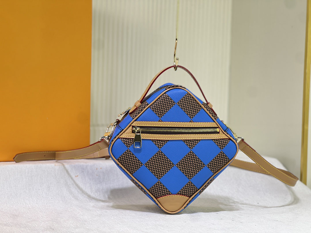 Bolso cruzado de ajedrez en forma de diamante mini con correa ajustable para cámara