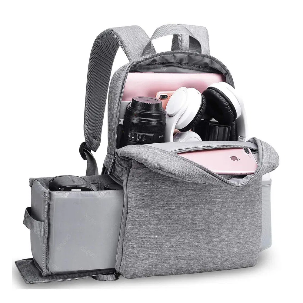 Mochila impermeable para cámara con compartimento para laptop, acceso lateral y soporte para trípode