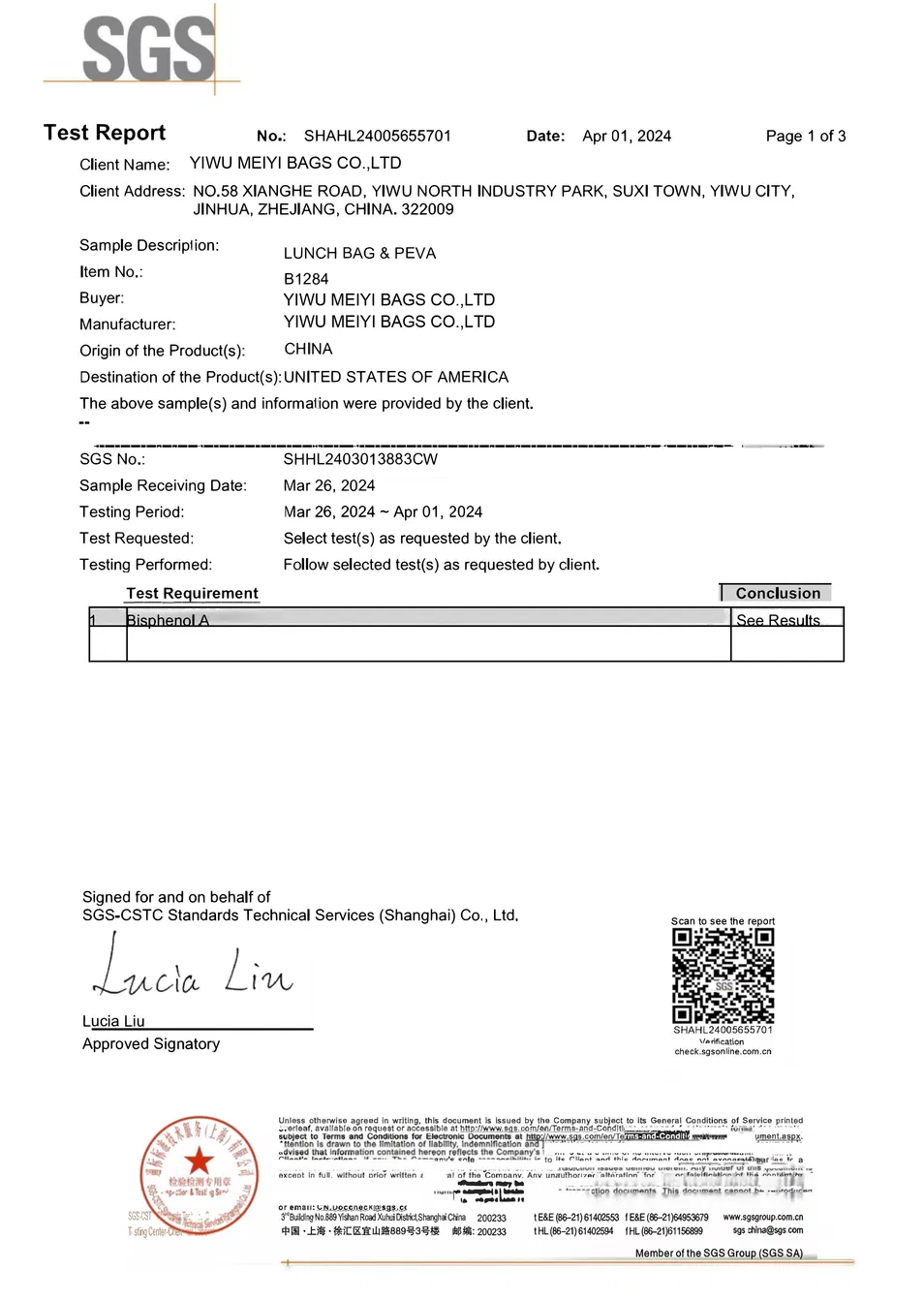 Certificado de fábrica 1
