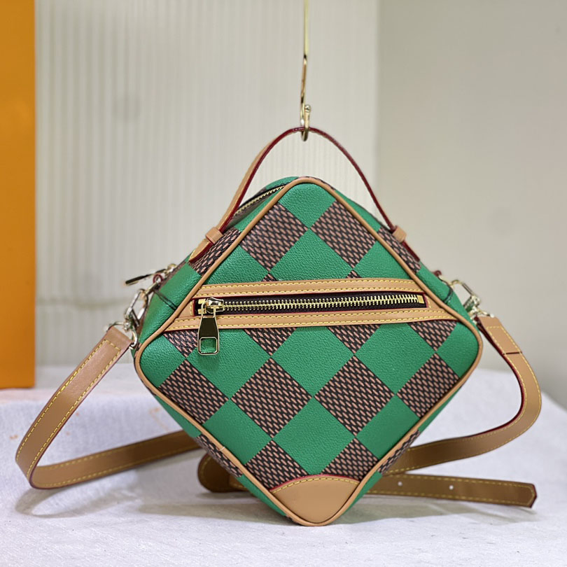 Bolso cruzado de ajedrez en forma de diamante mini con correa ajustable para cámara